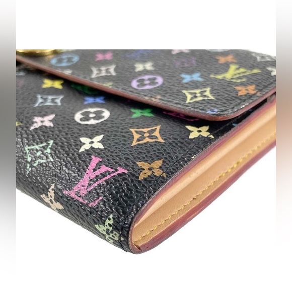 Louis Vuitton Takashi Murakami Sarah Multicolored Monogram Wallet Black LV OS - Picture 7 of 16